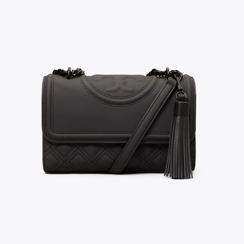 Tory Burch FLEMING MATTE SMALL CONVERTIBLE SHOULDER BAG all black